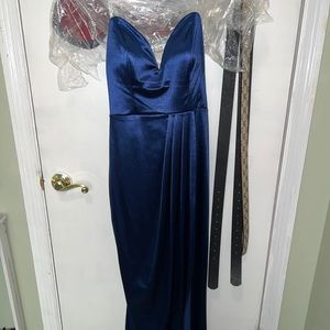 Blue Satin Prom Dress